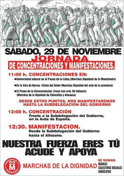 IU hace un llamamiento para que Albacete  participe en la manifestación de las Marchas por la Dignidad