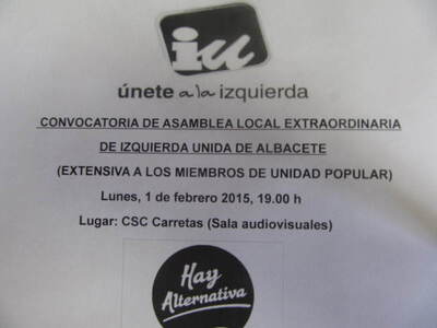 ASAMBLEA EXTRAORDINARIA DE IZQUIERDA UNIDAD LOCAL DE ALBACETE.