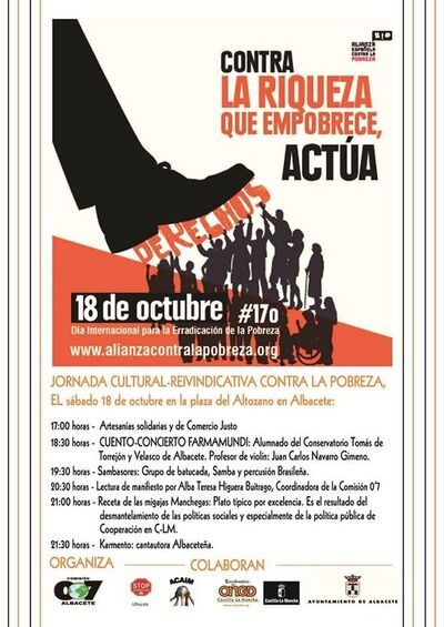 IU de Albacete apoya y participará en el acto organizado por la Comisión 0,7 por el día de lucha contra la pobreza