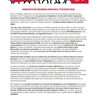 Izquierda Unida Albacete anima a los trabajadores a sumarse a la manifestación del 1º de Mayo